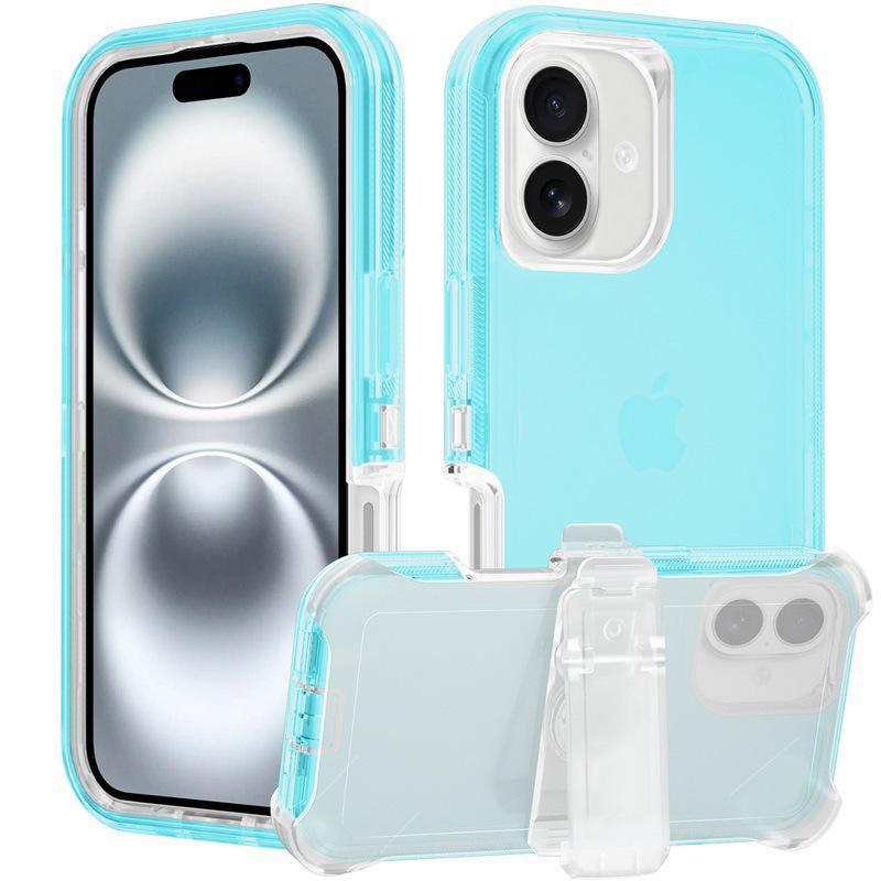 IP16 Transparent Phone Case for Apple iPhone 16 - Three-in-One Protective Cover