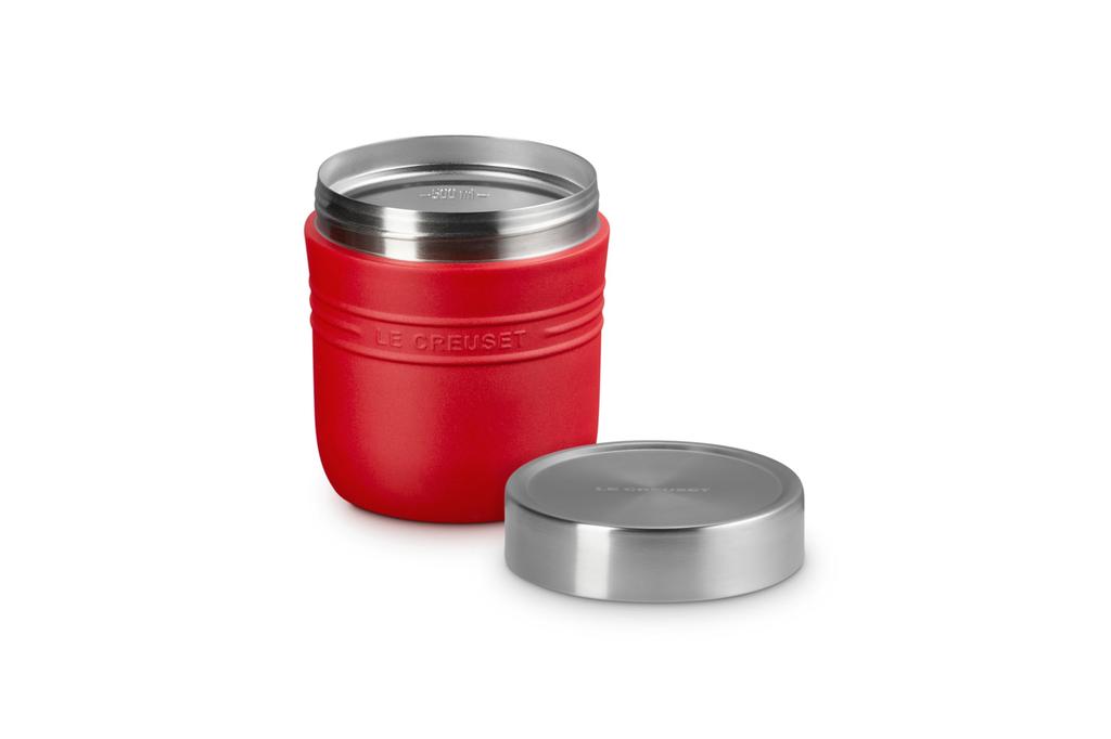 Le Creuset Stainless Steel Vacuum Insulated Soup Cherry Easy to On the Portable Jar/Lunch Jar, 500ml, Red, Clean, Go,