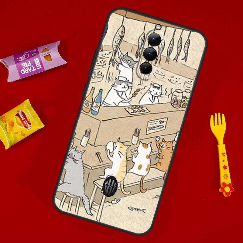 Japanese Cat Drink Pattern Phone Case For ZTE Nubia Red Magic 11 Pro Plus 10 10S 9 9S 8 8S 6S 7S 6 7 Pro 10 Air Cover
