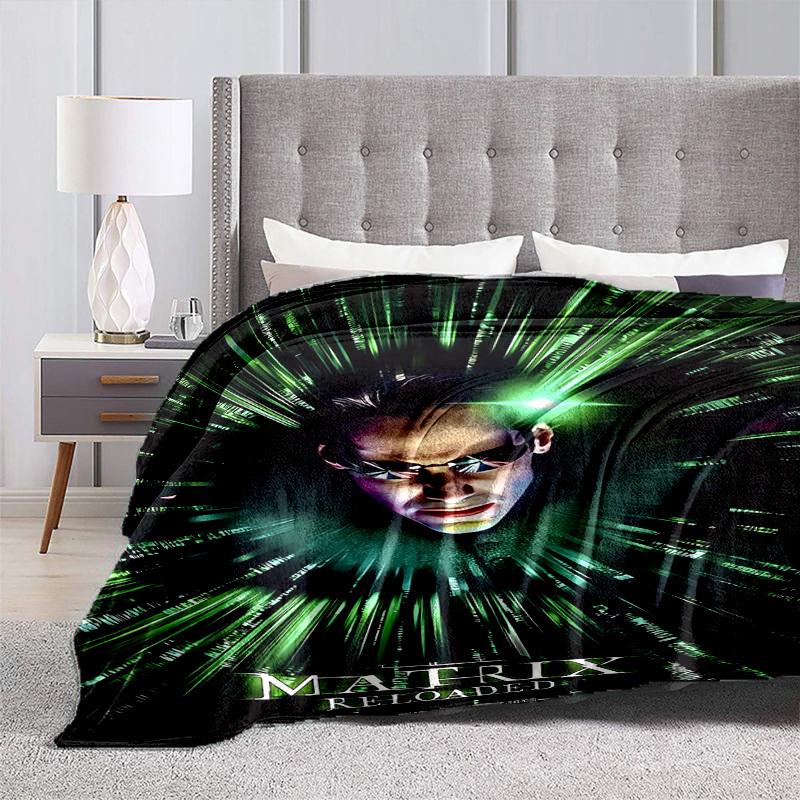 1pc The Matrix Reloaded Poster Cartoon Blanket,Portable Throw for Travel & Camping, All Season Cozy Blanket,Ideal Gift