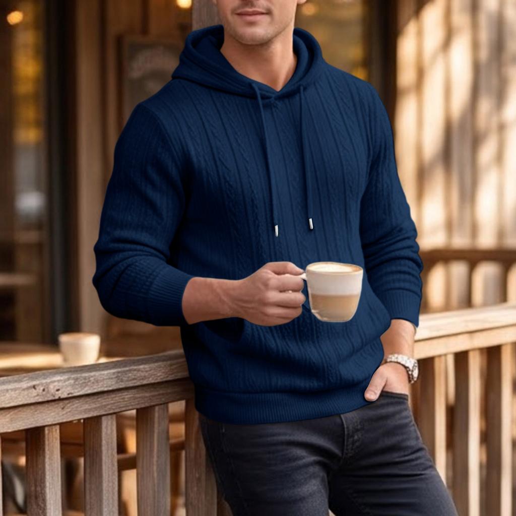 Men's Color Hoodie with Pocket Casual Pullover for Fall Winter and Everyday Wear