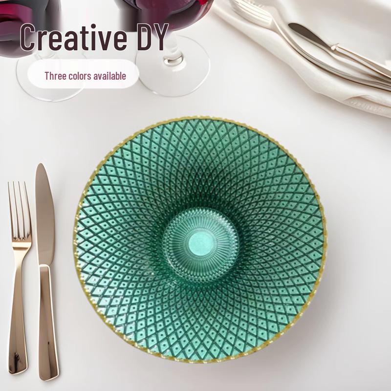 Evropská skleněná mísa na ovoce na nožce - Velkokapacitní talíř na cukroví a sušené ovoce do obývacího pokoje