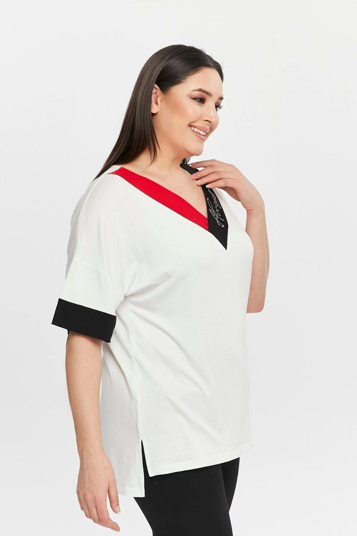 

Women s Big Size Blouse Blouse with Colorful Stone Text Printed on the Collar