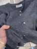 Mengyi Spring 2025 High-Quality Wool Cardigan: Women's Gold Buckle Round Neck Sweater