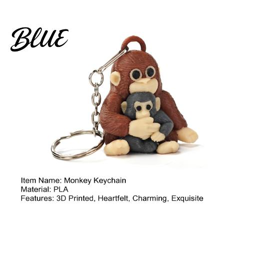 Langlebiger Affen-Schlüsselanhänger mit Plüschtier-Schlüsselanhänger 3D-gedrucktes Babyrucksack-Zubehör Hängender Niedlicher Tier-Taschenanhänger für Schlüssel Geschenk