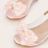 Mädchen 2025 Sommersandalen: Blockabsatz Feenstil mit Schleife - Ein-Wort Halbschuh-Design