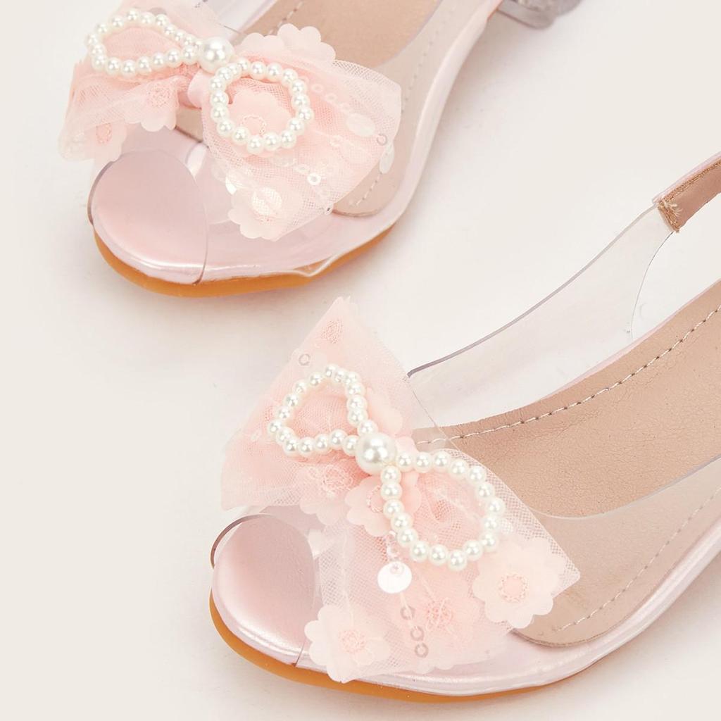 Mädchen 2025 Sommersandalen: Blockabsatz Feenstil mit Schleife - Ein-Wort Halbschuh-Design