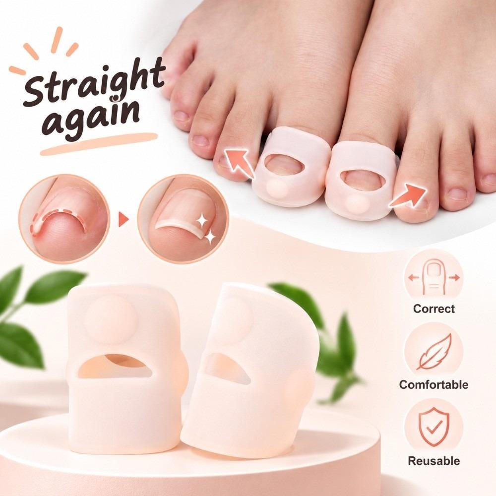 1 Pair Soft Toenail Protector Sleeve Silicone Toe Alignment Support Daily Foot Care