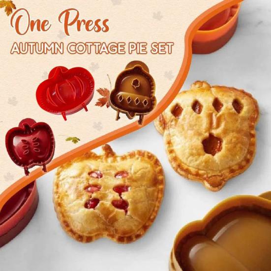 Yousheng 3Pcs Fall Hand Pie Mold Plastic Cutters Apples Pumpkin Ghost Shapes Cake Mold Food-Grade Baking Tools for Halloween Christmas Treats