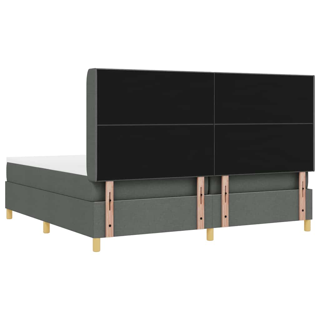 Boxspring Bed with Headboard Dark Grey 200 X 200 Cm Fabric