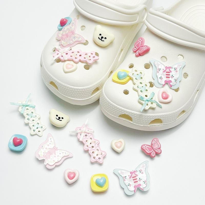1set New Flower Bow Shoes Decoration DIY Removable Shoe Buckle Personalized Shoe Charms Set Fashion
