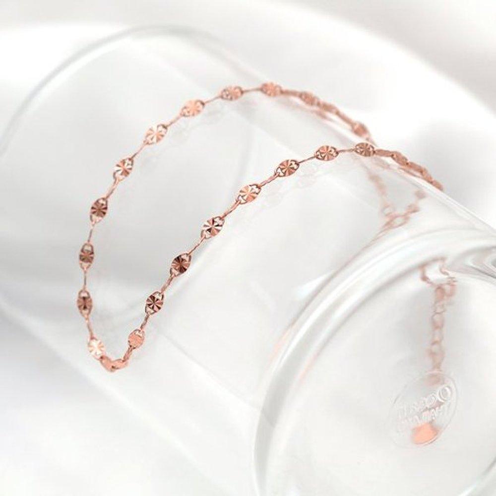 Shiny 92.5 Silver Cut Sparkling Rose Gold Chain Silver Anklet