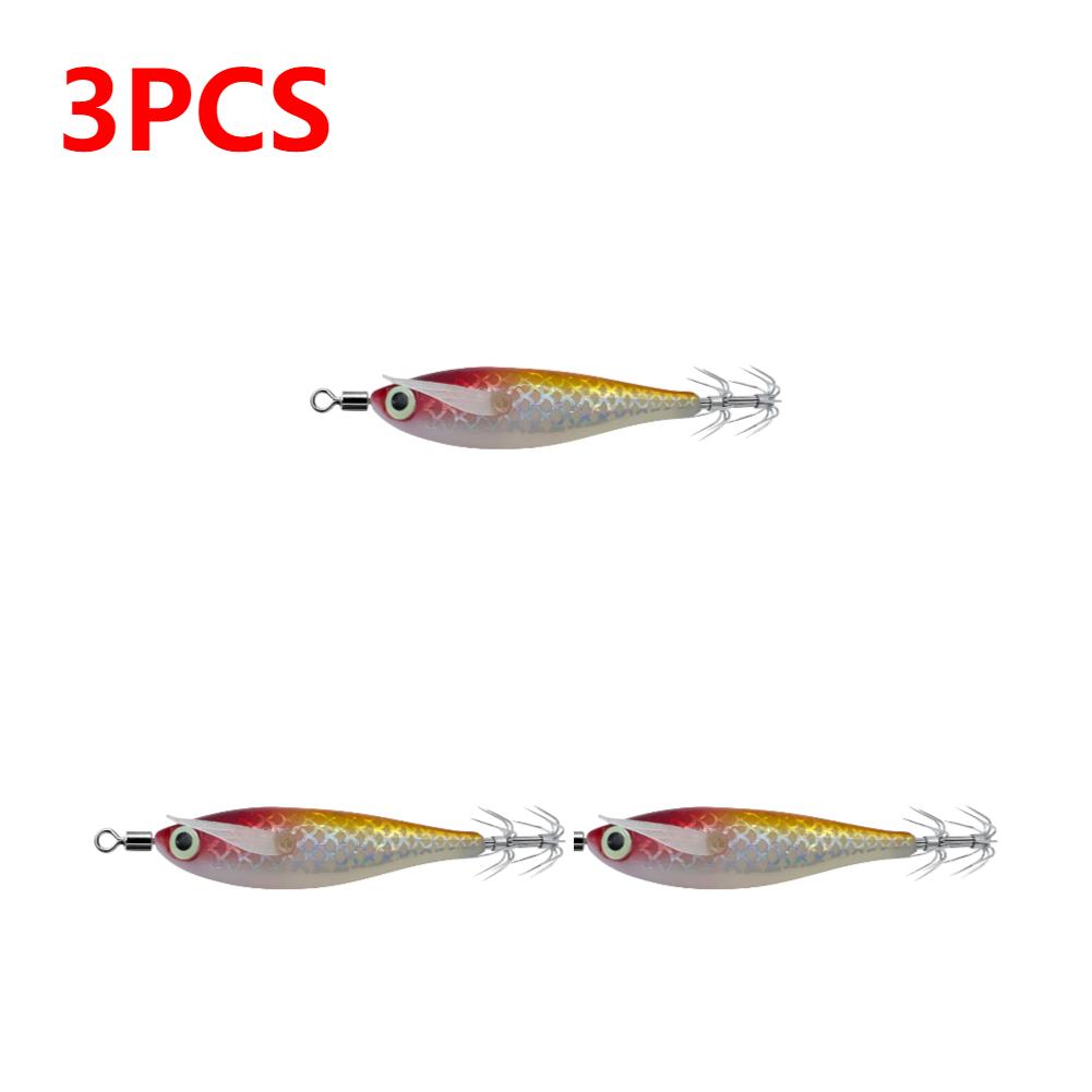 1-3 Stück leuchtender Tintenfischköder Haken Salzwasser Angelköder Künstliches Ei Holzgarnele Köder Meeresfischen Oktopus Sepia Tintenfischköder