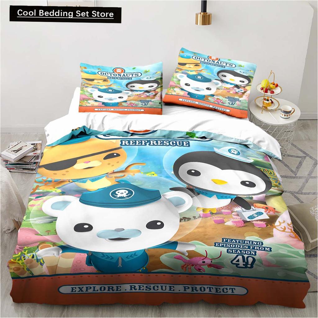 New 3D Cartoon Octonauts 2/3PCS Bedding Set Bedroom Single Double Bed King Size Quilt Cover And Pillowcase Kid's Birthday Gift