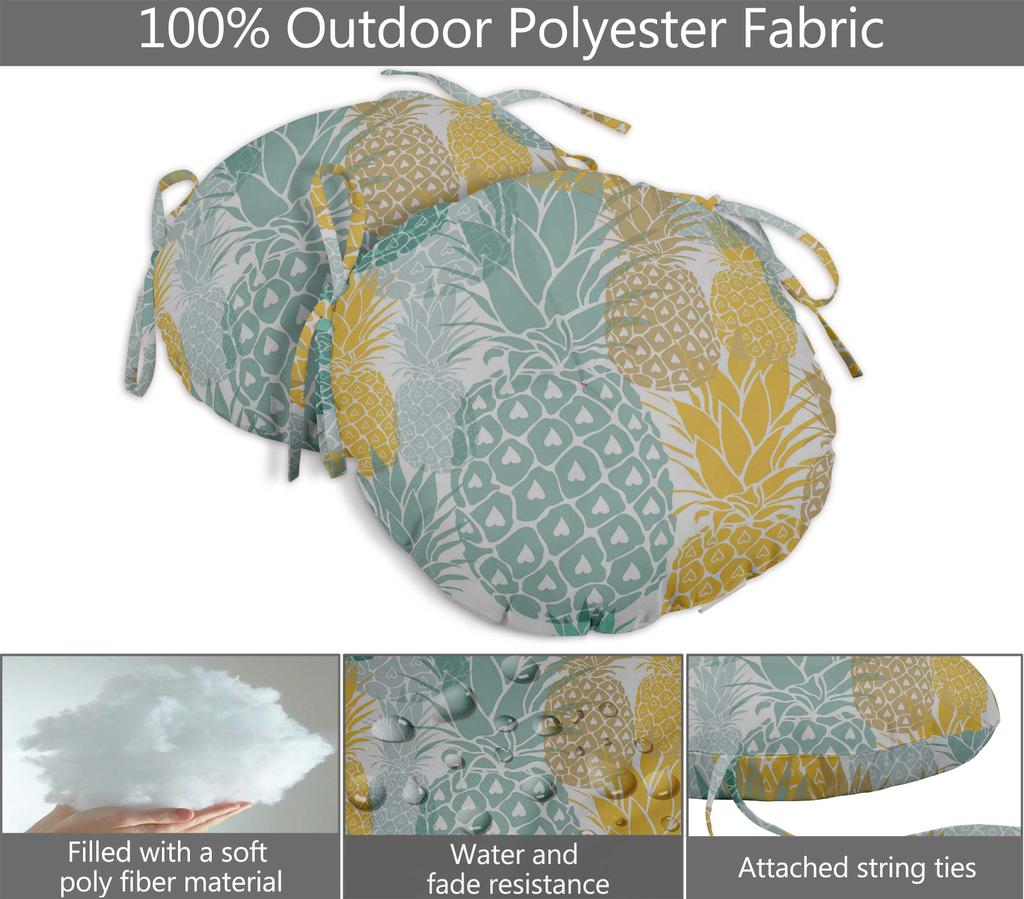 Vargottam Indoor Outdoor Round Bistro Chair Cushions Block Print 15-Inch Bistro Chair Pads Waterproof Seat Chair Cushion For Home