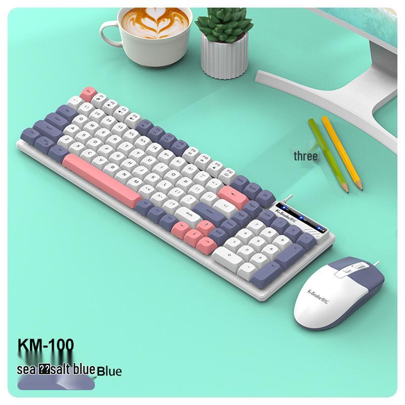 KM100 Viper Wired Keyboard & Mouse Set, 98-Key Color-Block, for Desktop, Laptop, Office & Business Use.