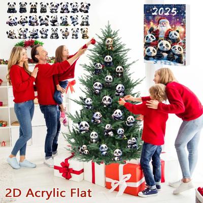 Yousheng 2025 Vánoční Panda Adventní Kalendář Kreslený 2D Akrylový Panda Přívěsek Odpočítávací Kalendář Multifunkční Domácí Dekorace