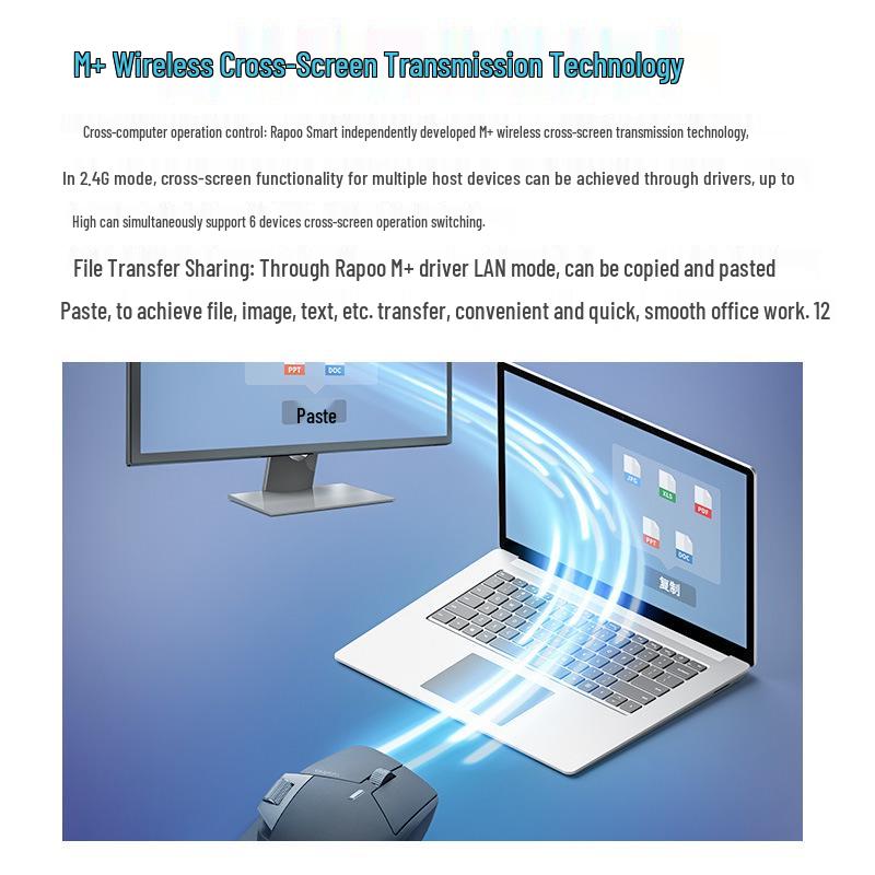 RAPOO MT760 Dual-Mode Ergonomic Wireless Mouse for Desktop and Laptop