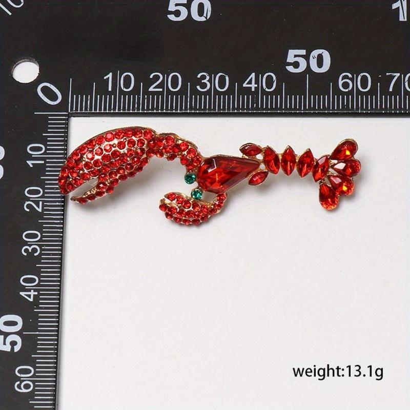 1 Pair Red Rhinestone Lobster Earrings Alloy Shiny Crayfish Dangler for Women Fashion Personality Drop Earrings Crystal Earrings