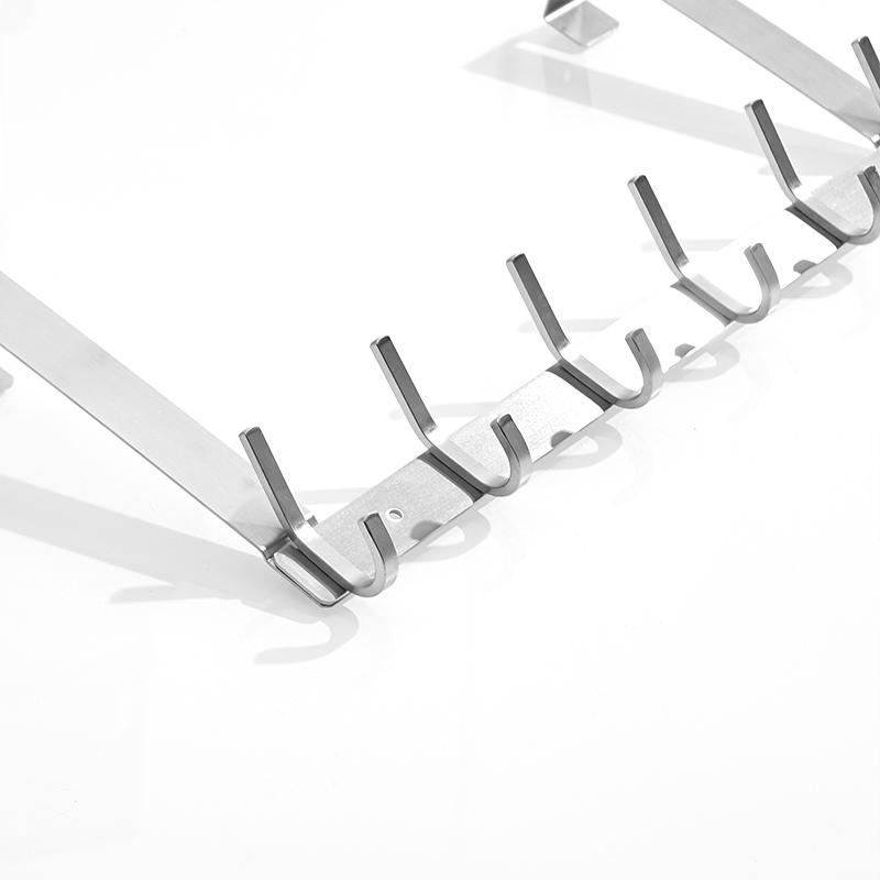 Over the Door Hook Horizontal 6 Hook Rack Hanger Towel and Clothing Hanger Stainless Steel Storage Overdoor Hook