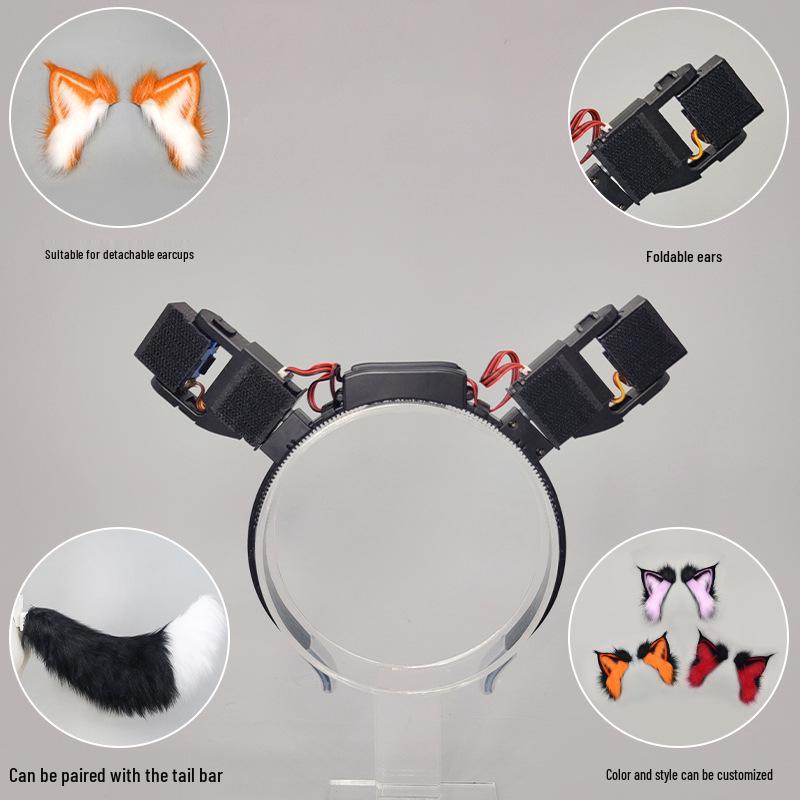 Gravity-Sensing Rechargeable Cat Ear Headband with Movable Fox Ears