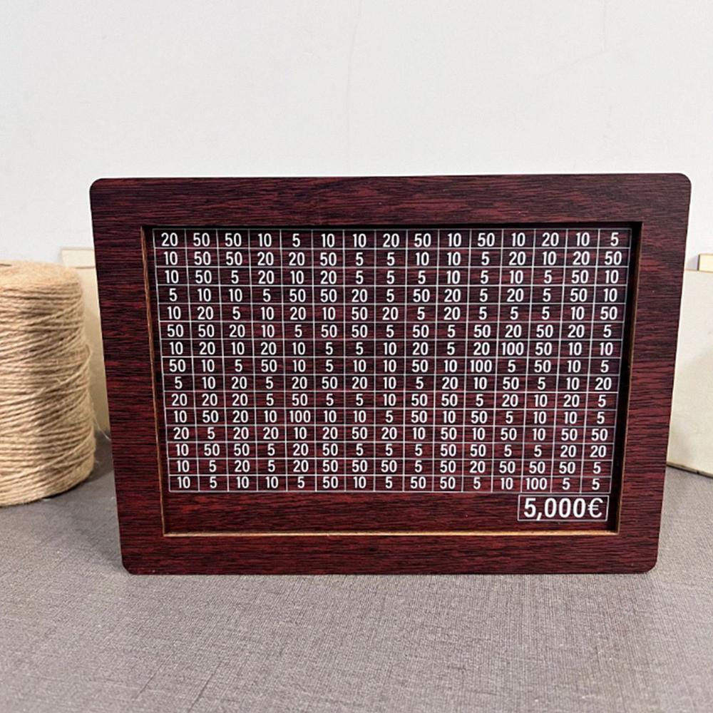 USD or EURO Cash Vault Wooden Savings Box with Money Target and Numbers, Coin Counter Piggy Bank with Counter and Pen