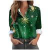 Stampa Fiocchi di Neve di Natale Camicie da Donna Top Moda Autunno Nuovo Manica Lunga Ampie Bluse Camicia da Festa di Natale per Donne
