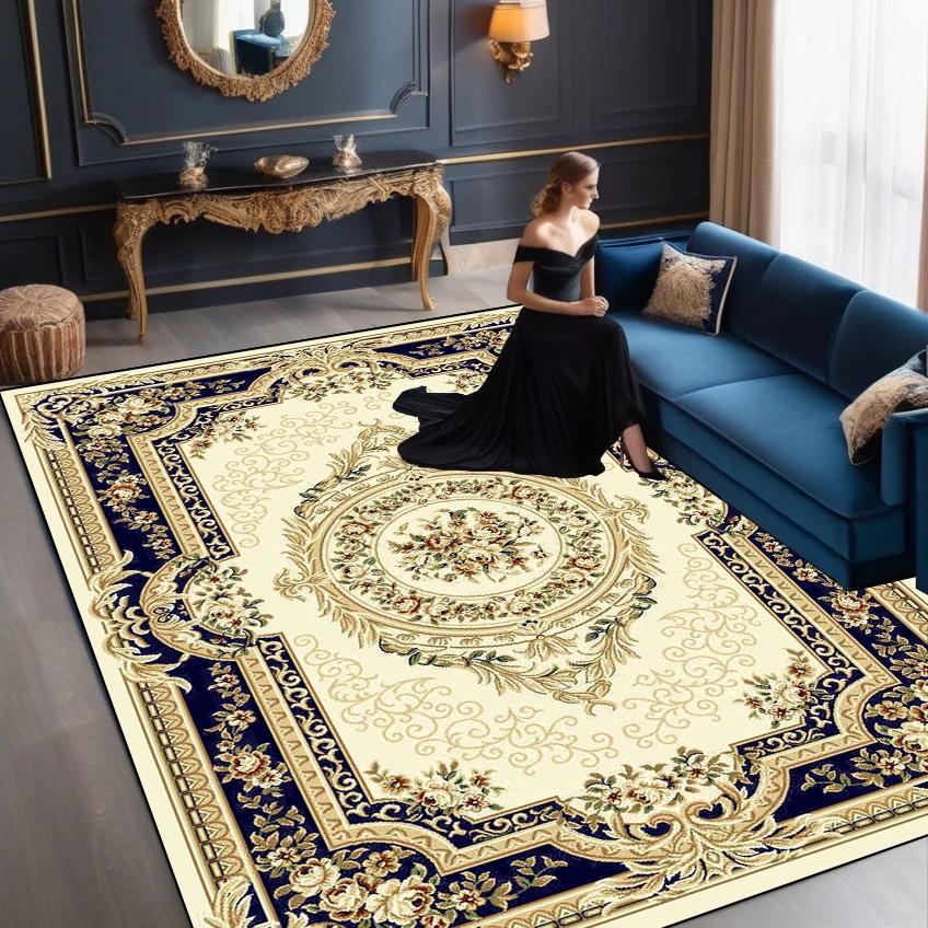 Europäische Luxusteppiche für Wohnzimmer Große Größe Dekorationsteppich Hotelhalle Weiche Matte Schlafzimmer Lounge Rutschfester Teppich Tapis Salon