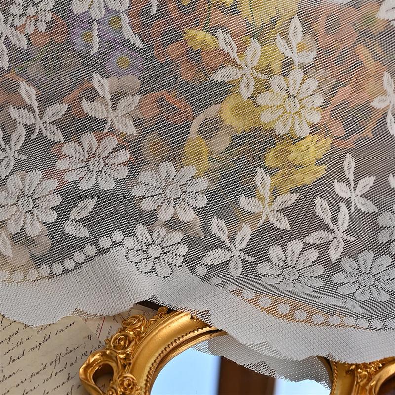 Französischer Romantischer Bestickter Kurzer Vorhang Halbvorhang für Wohnzimmer Schlafzimmer Tür Fenster Dekorativer Transparenter Vorhang 100cm Breit