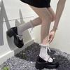 White round head thick heel platform small leather shoes women's new summer skirt Mary Jane shoes