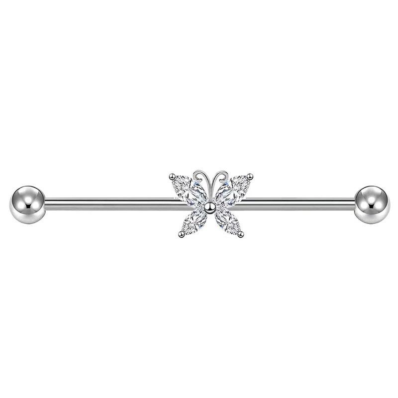 European And American Stainless Steel Diamond -Mosaic Bat Ear Bone Bone Nails Skull Hand Vermiculite Flower Butterfly Earr
