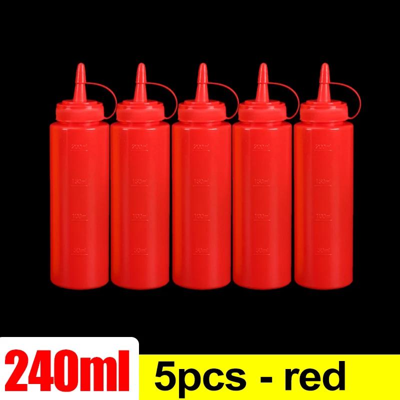 Plastic Condiment Squeeze Bottles Ketchup Mustard Salad BBQ Olive Oil Dispenser Seasoning Sauces Bottles Kitchen Tools 240/480ml