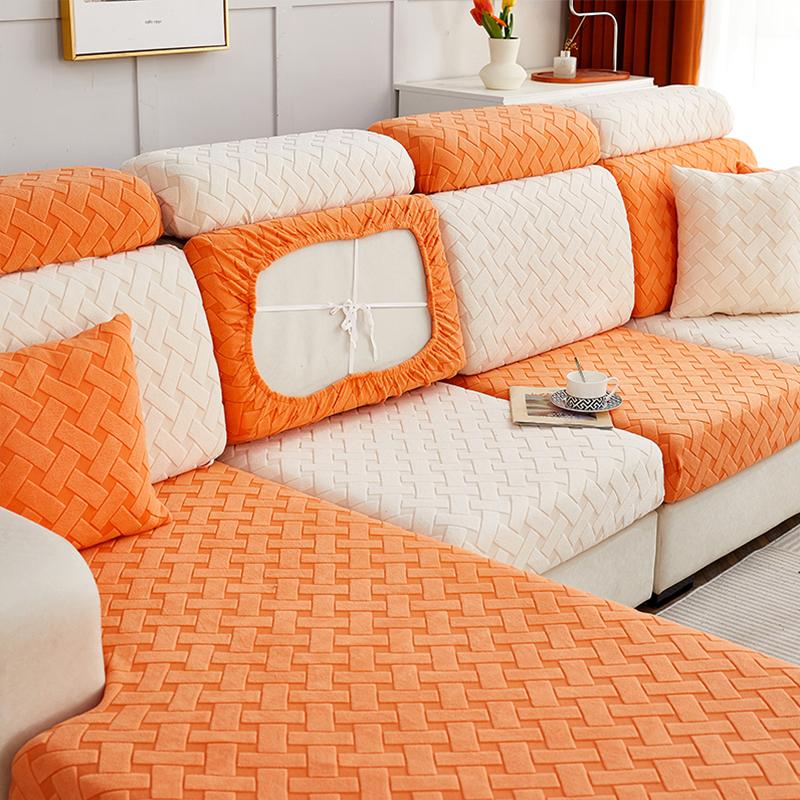 Square Jacquard Cushion Cover For Living Room Solid Stretchy Sofa Cover Velvet Couch Cover Sofa Protector Seat Cover