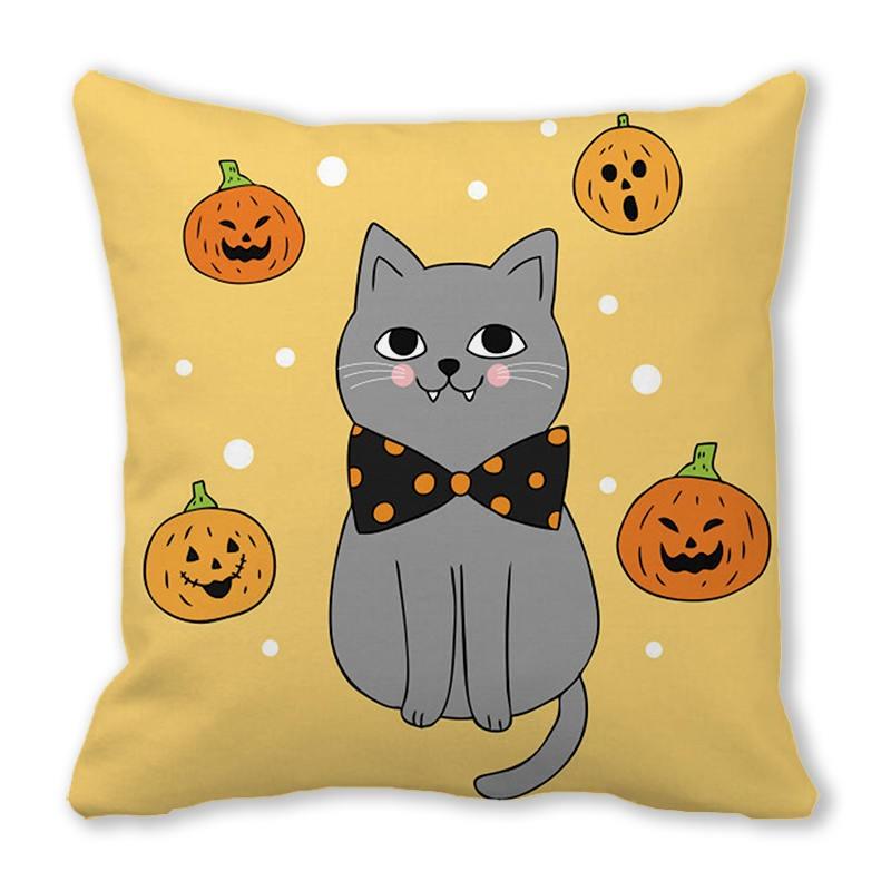 Kissenbezug für Halloween-Dekoration, schwarze Katze, Kürbislaternen-Muster, geeignet für Wohnzimmer, Sofa, Zimmerdekoration, Geschenk