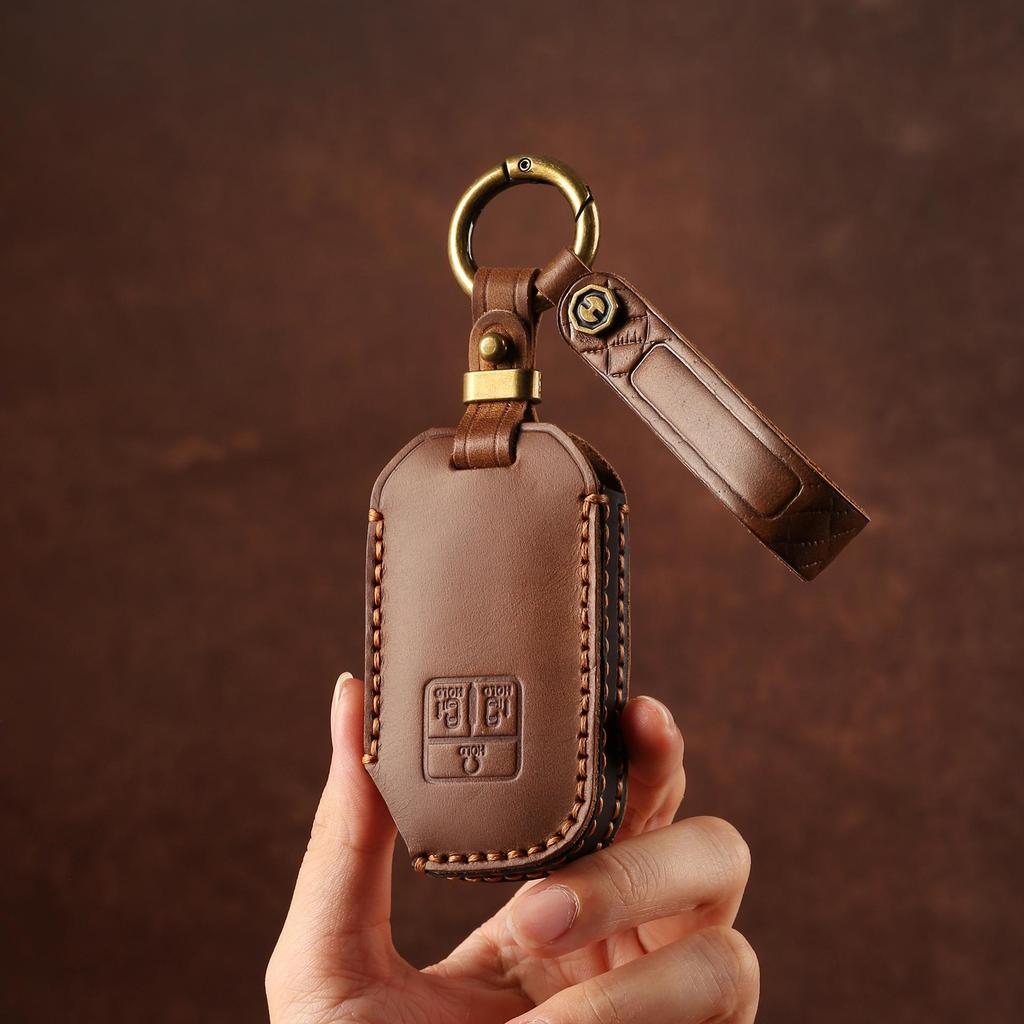 Kia Carnival Autoschlüsselhülle aus echtem Leder, handgefertigt, mit Schnalle