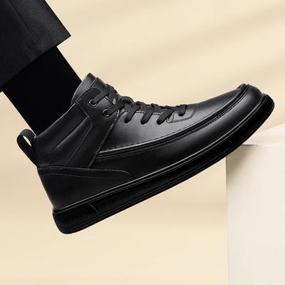 Luxury Genuine Leather Men Motorcycle Boots New Arrival Male High Top Shoes Comfortable Lace-Up Sneakers Warm Winter Ankle Boots