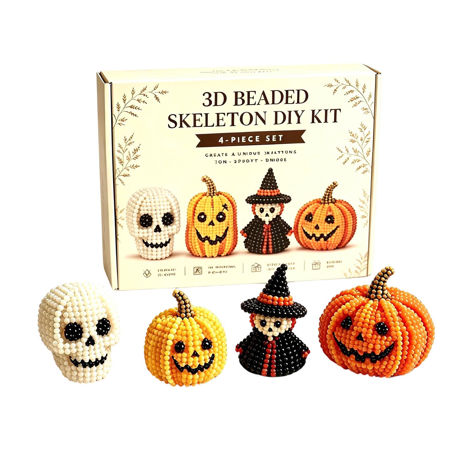 3D Beaded Skeleton DIY Kit Halloween Set Perlen Bastelset Bastelset für Erwachsene for Seasonal Decorations and Creative Activities One Size белый