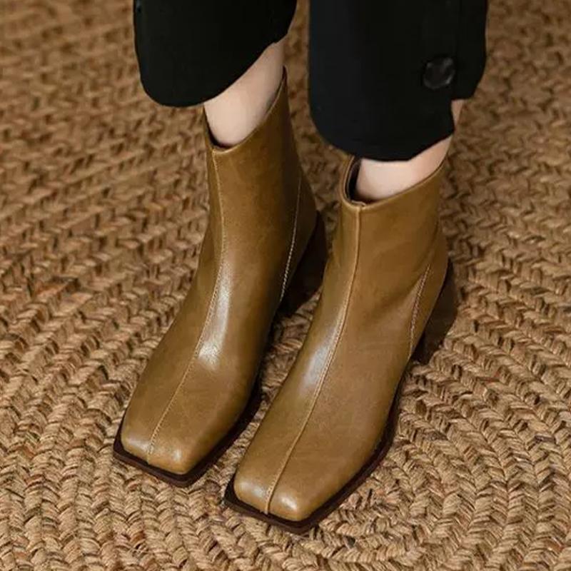 Women's Boots for Sexy High Heels Designer Square Toe Shoes  Winter New Ankle Boots Pumps Trend Dress Luxury Woman Booties