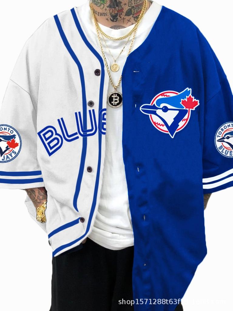 Hot-selling American Trendy Brand Baseball Jersey Short-sleeved Cardigan Letter Digital Printing Training Jersey Game Top