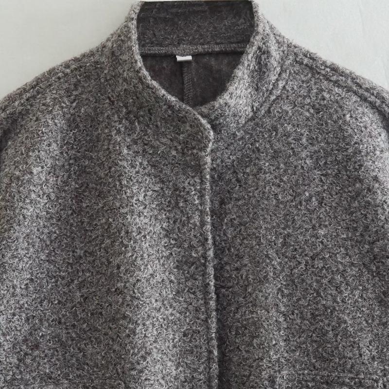 Fashion Solid Bombers Jacken Mantel Frauen Lose Outwear Mit Knopf Langarm Tops Grau Frühling Casual Weibliche Tasche Jacke Ins