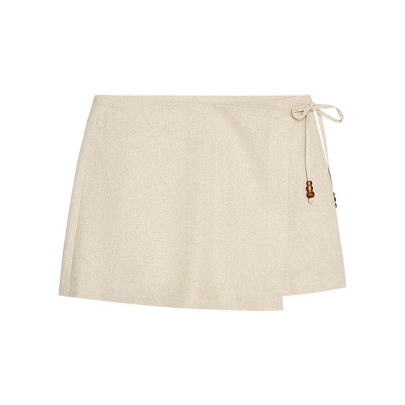 Zaprha 2025 Summer New Fashion Beaded Lace-up Casual High Waist Thin Culottes Shorts 3390998