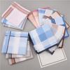 12Pcs/Set Sweat Absorbent Pocket Plaid Square Towel Men's Cotton Handkerchiefs  Wedding Season