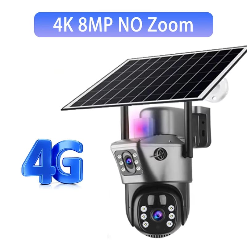 LS VISION 10-kordse suumiga 4G päikesekaamera välisseire 6K 12MP kolme objektiiviga 360 PTZ juhtmevaba automaatse jälgimise turvakaamerad V380 Pro APP