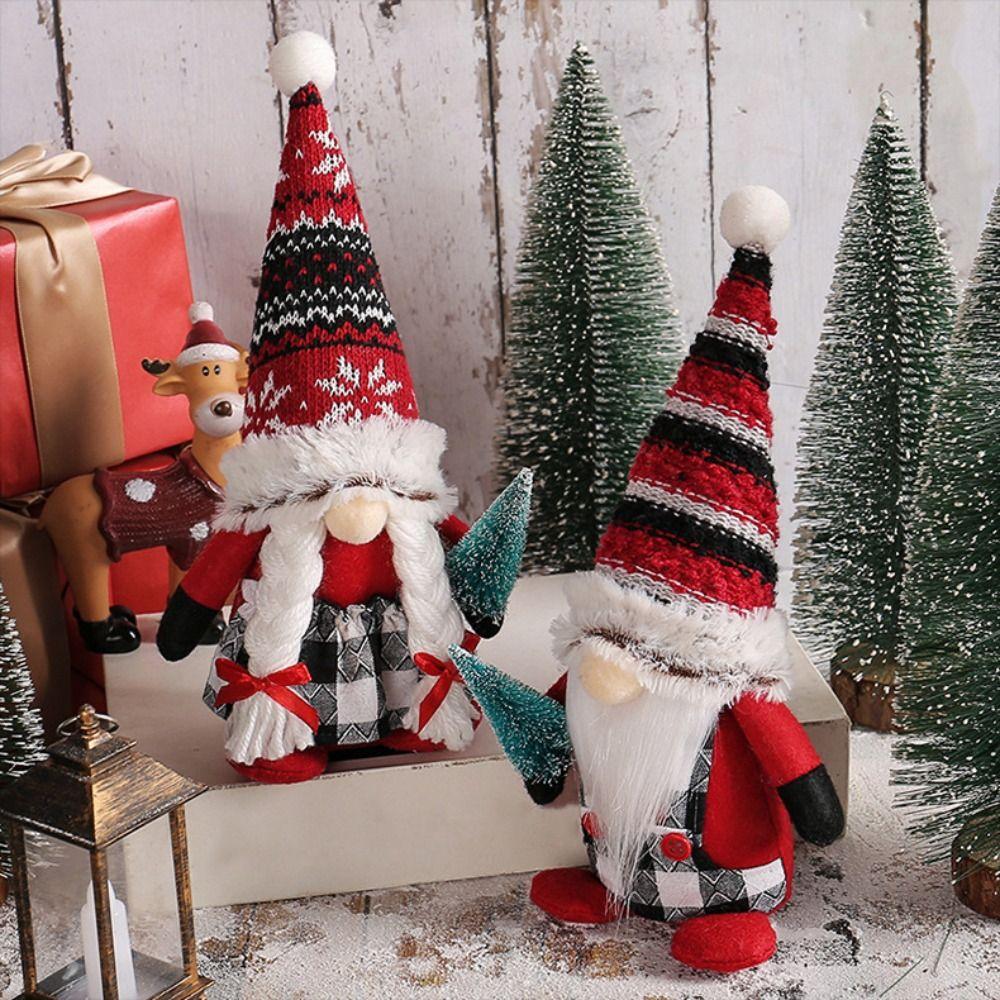 

Полосатая шапка, новогодняя елка, обнимающаяся кукла, снежинка, рождественское украшение для вечеринки Style 1