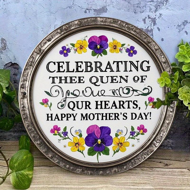 

2d Flat 20*20cm Wooden Sign, Celebrating The Queen in Our Hearts, Happy Mother s Day Logo, Family Gift Window Decoration, Porch, Room, Home, Wall 20*20cm
