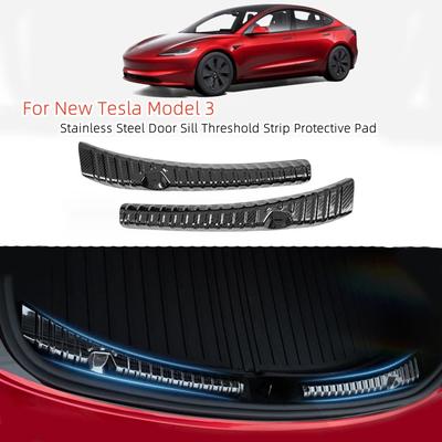 Für Tesla Model 3 Highland 2024 Auto-Hinterkofferraumaufkleber deckt Schwellenschutz Fußplatte Türschutz Dekoratives Autozubehör ab