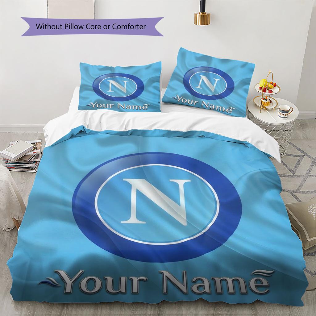 SSC Napoli Custom Name Pattern Bedding,Quilt Set Quilt Cover Pillowcase Home Birthday Gift(1 * duvet cover + 2 * pillowcase, without core)