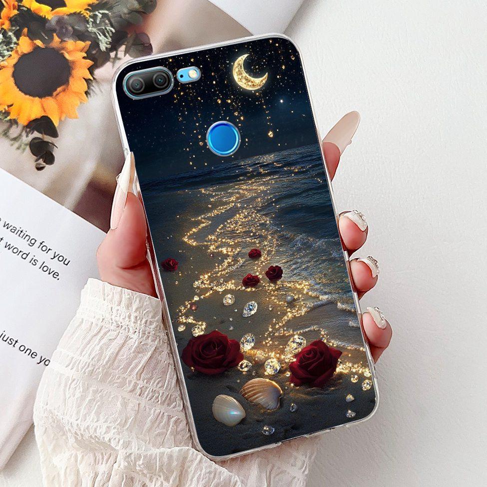 Clear For Honor 9 Lite Case Cute Cat Fashion Flowers Funny Painted Back Cover For Honor 9Lite Phone Case LLD-L21 LLD-L31 LLD-L11