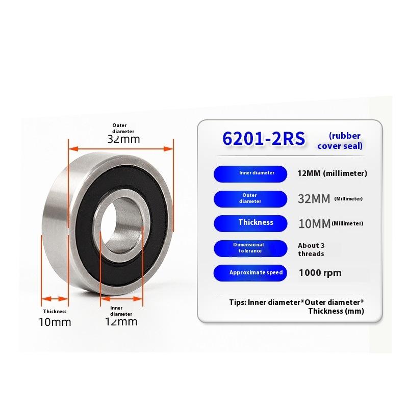2Pcs Chrome Steel Deep Groove Ball Bearings 6200 6201 6202 6203 6204 6205 6206 2Rs Rs 6200Rs 6201Rs 6202Rs 6206Rs Bearing