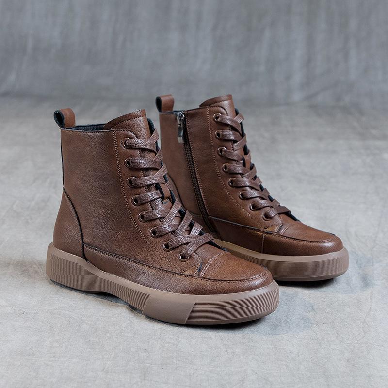 Martin boots women's spring and autumn single boots 2025 autumn and winter new women's boots velvet flat-soled boots large size soft-soled retro boots